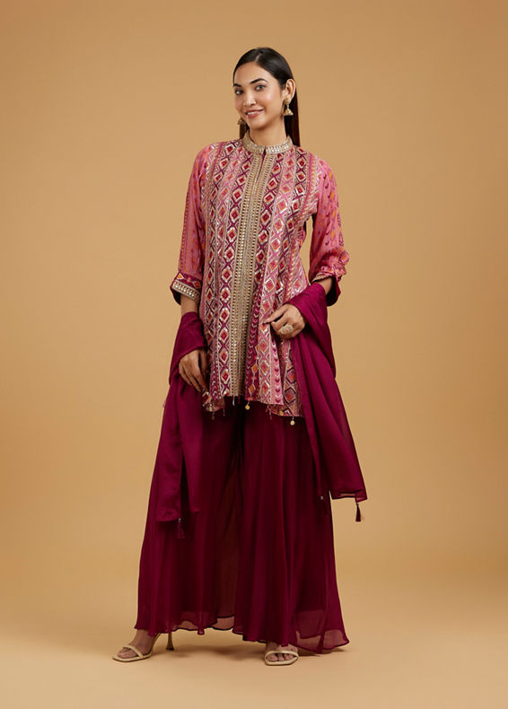 Mohey Women Elegance Embodied Wine Palazzo Suit