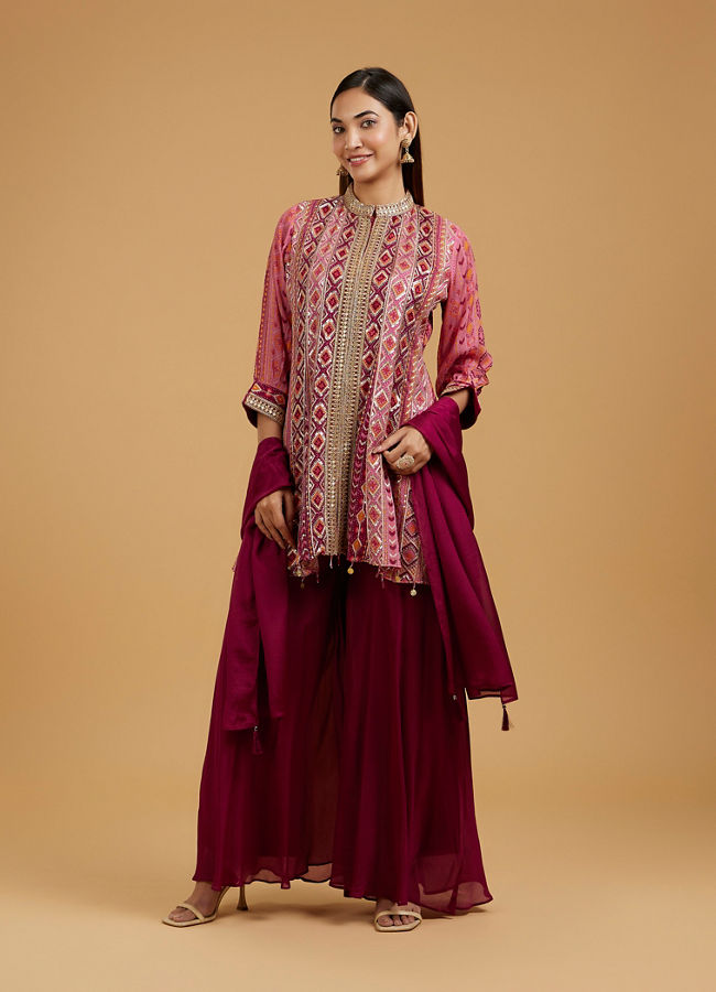 Mohey Women Elegance Embodied Wine Palazzo Suit