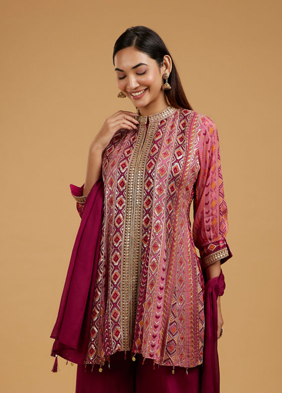 Mohey Women Elegance Embodied Wine Palazzo Suit