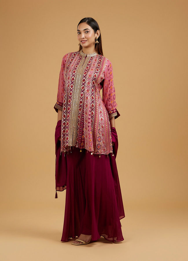 Mohey Women Elegance Embodied Wine Palazzo Suit