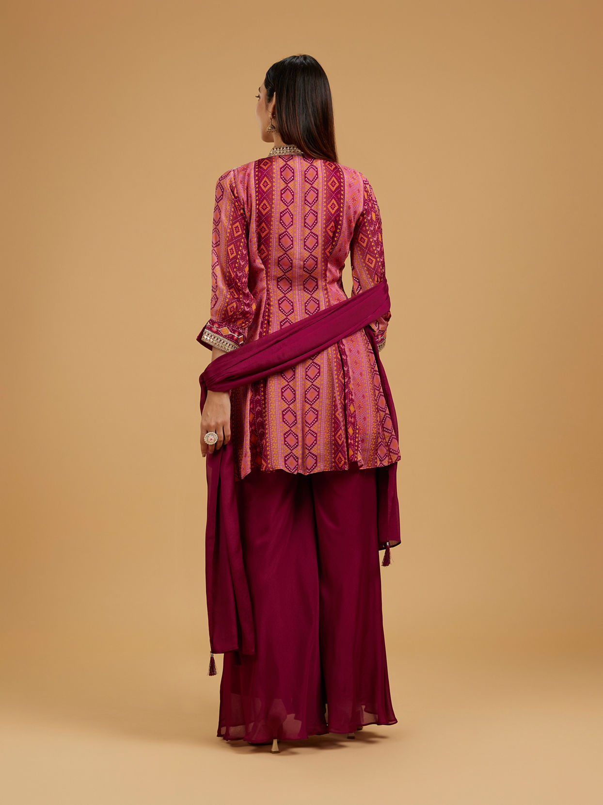 Mohey Women Elegance Embodied Wine Palazzo Suit