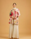 Cream White Abstract Printed Palazzo Suit with Sequin Work