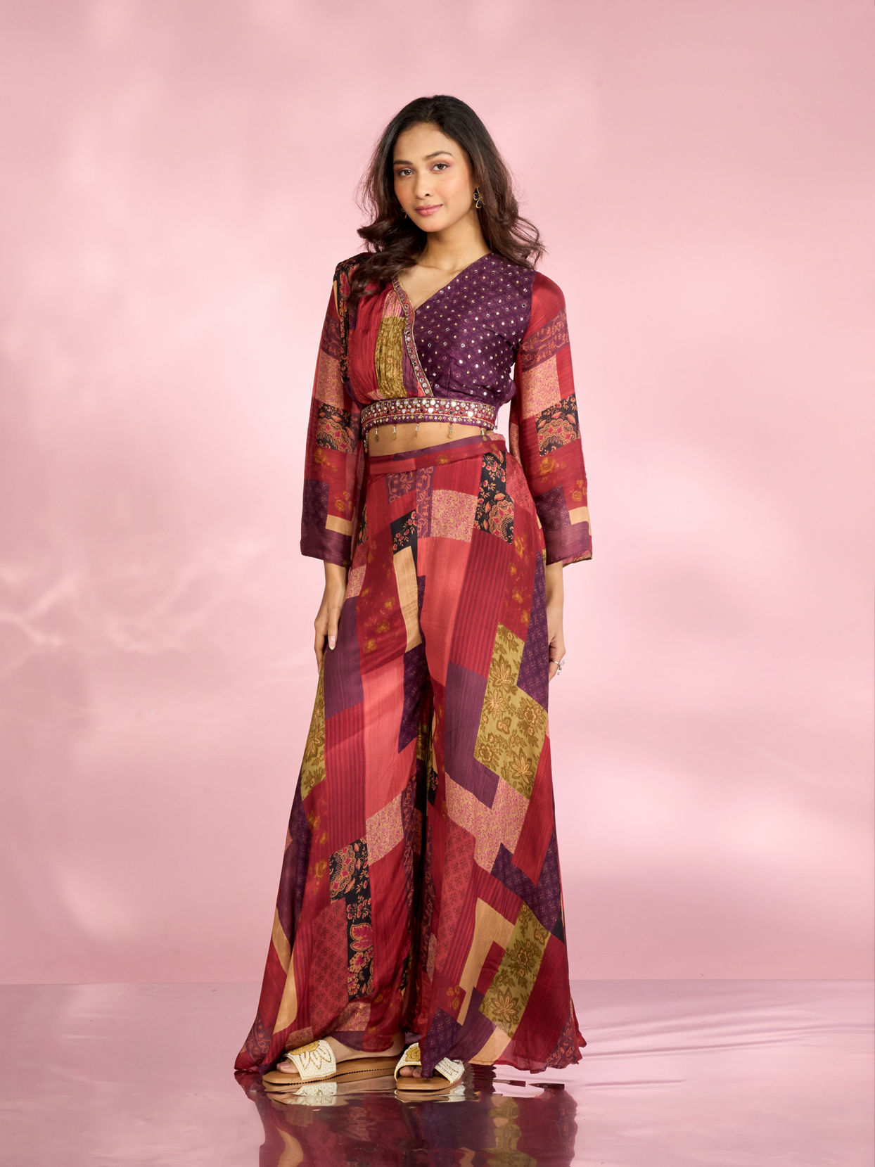 Mohey Women Rust Red Chinon Indo Western