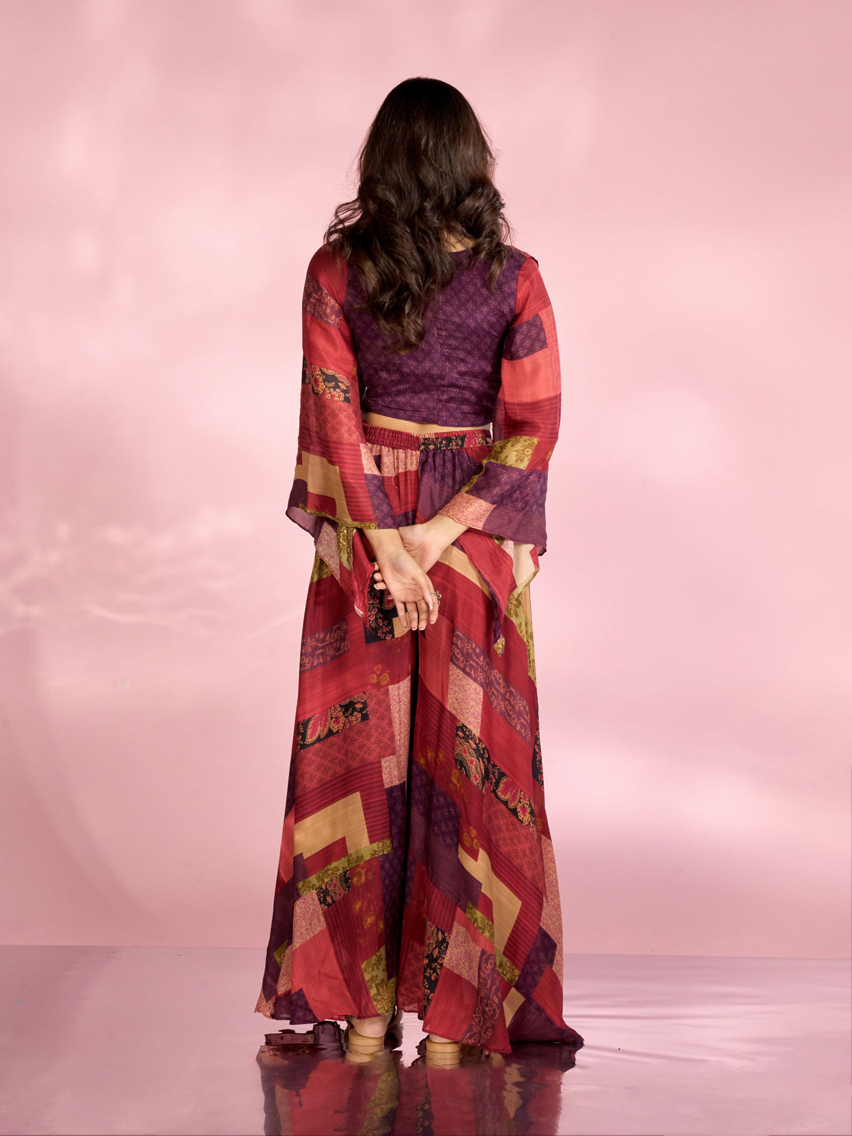 Mohey Women Rust Red Chinon Indo Western