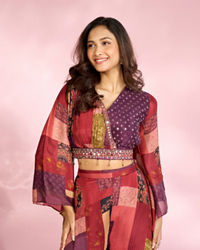 Mohey Women Rust Red Chinon Indo Western