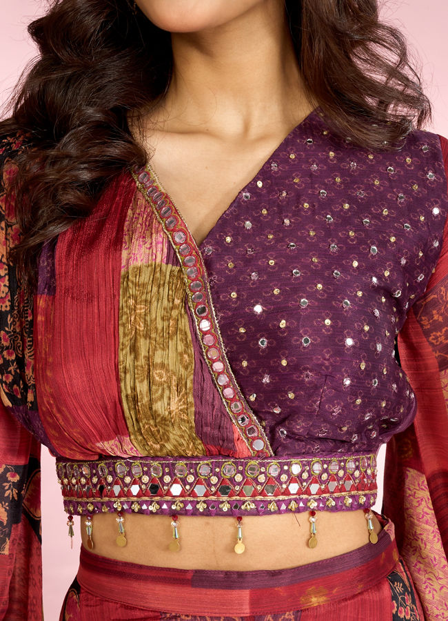 Mohey Women Rust Red Chinon Indo Western