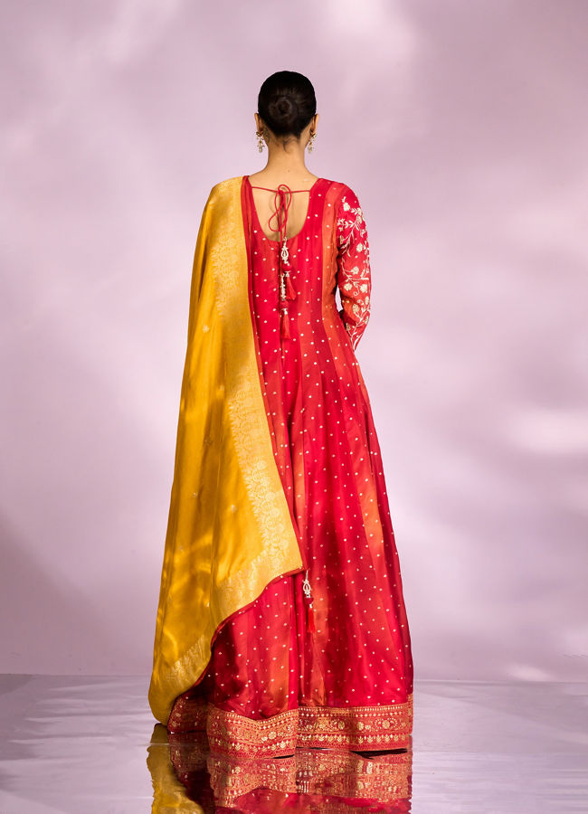 Mohey Women Royal Red Festal Anarkali Suit