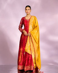 Mohey Women Royal Red Festal Anarkali Suit