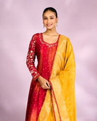 Mohey Women Royal Red Festal Anarkali Suit