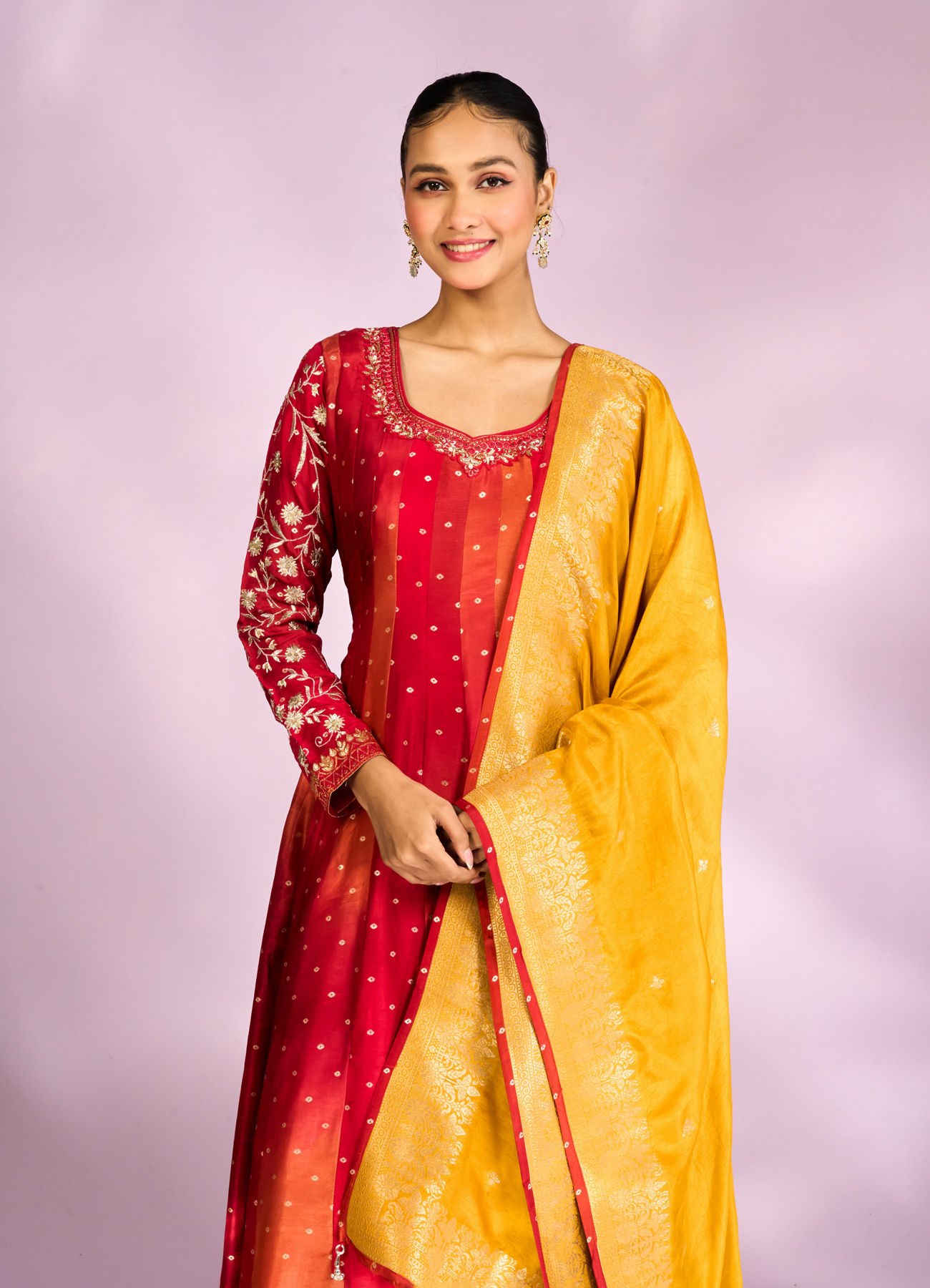 Mohey Women Royal Red Festal Anarkali Suit