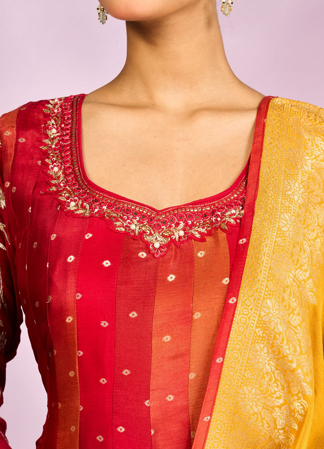Mohey Women Royal Red Festal Anarkali Suit