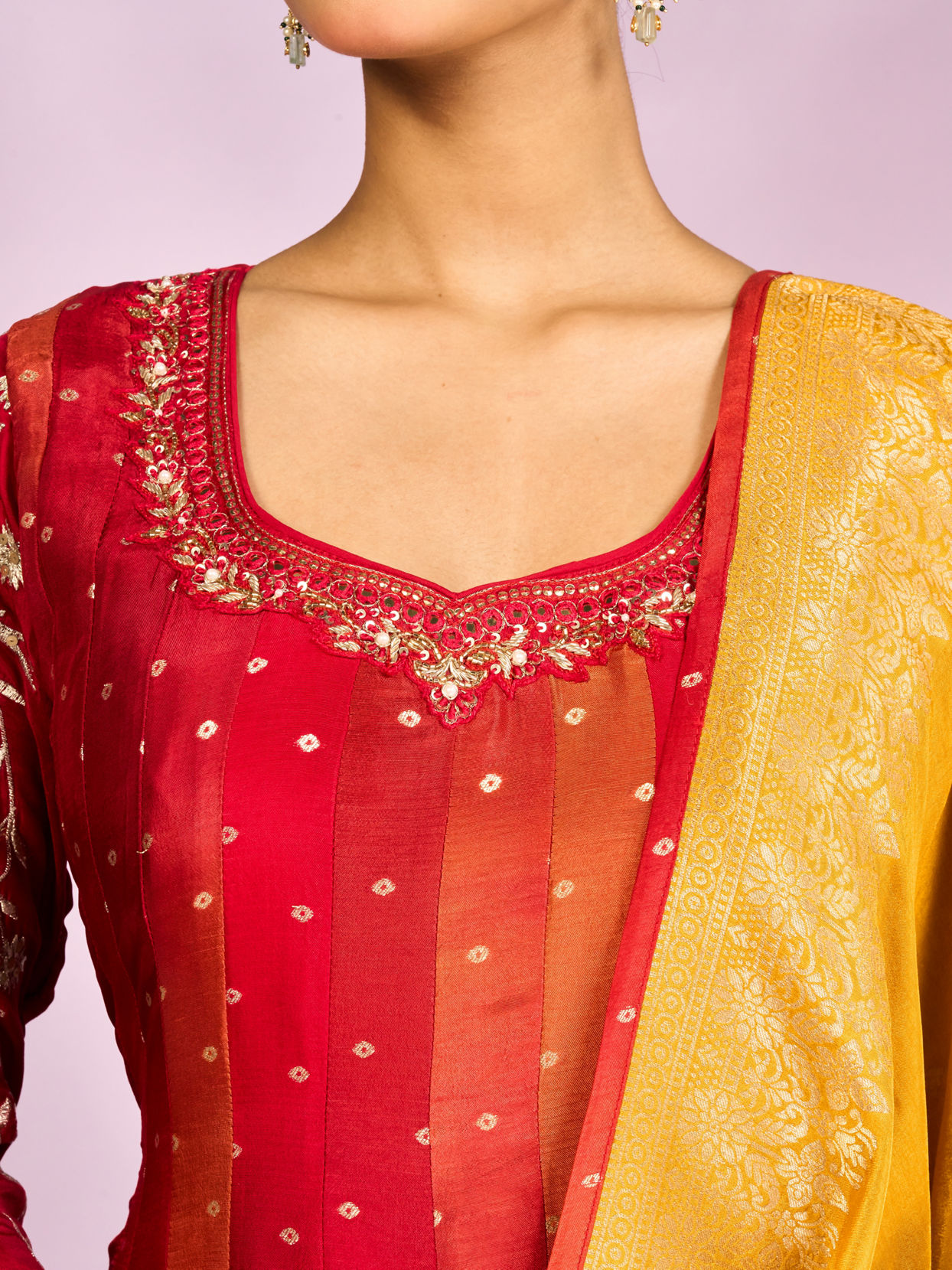 Mohey Women Royal Red Festal Anarkali Suit