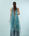 Mohey Women Glistening Azure Georgette Indo Western