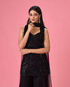 Mohey Women Charming Black Georgette Palazzo Suit