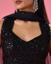 Mohey Women Charming Black Georgette Palazzo Suit