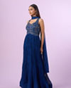 Mohey Women Indigo-Blue Georgette Anarkali Suit