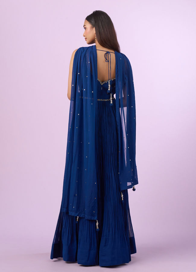 Mohey Women Indigo-Blue Georgette Anarkali Suit