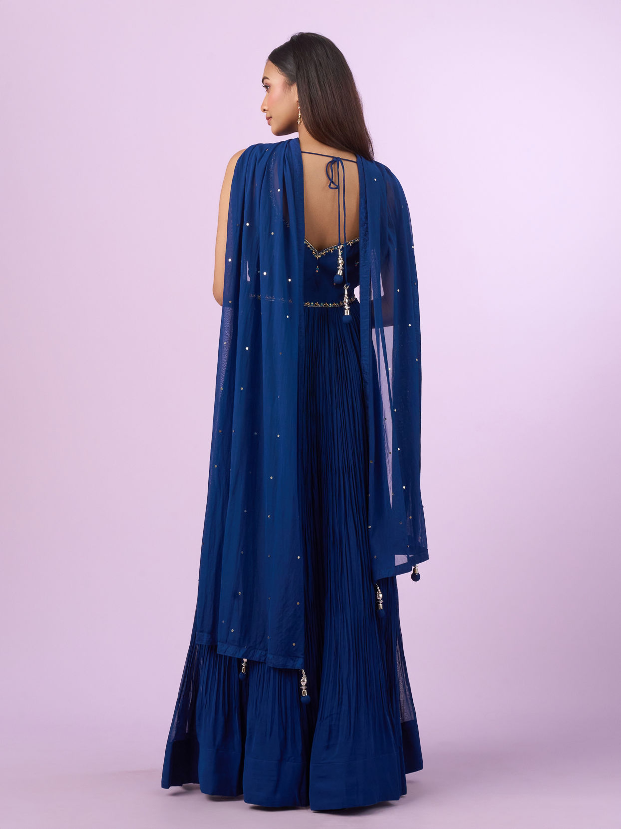 Mohey Women Indigo-Blue Georgette Anarkali Suit