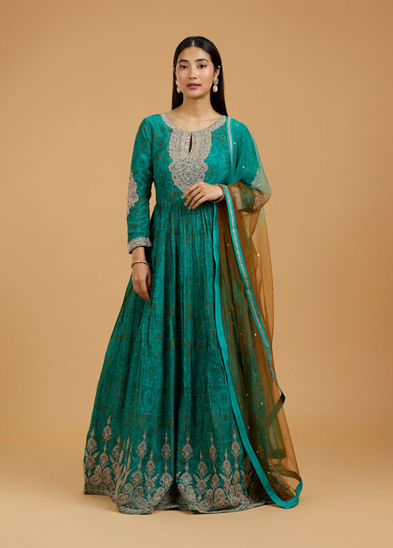 Mohey Women Emerald Anarkali Stitched Suit