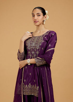 Mohey Women Wine-Colored Extravaganza Palazzo Suit