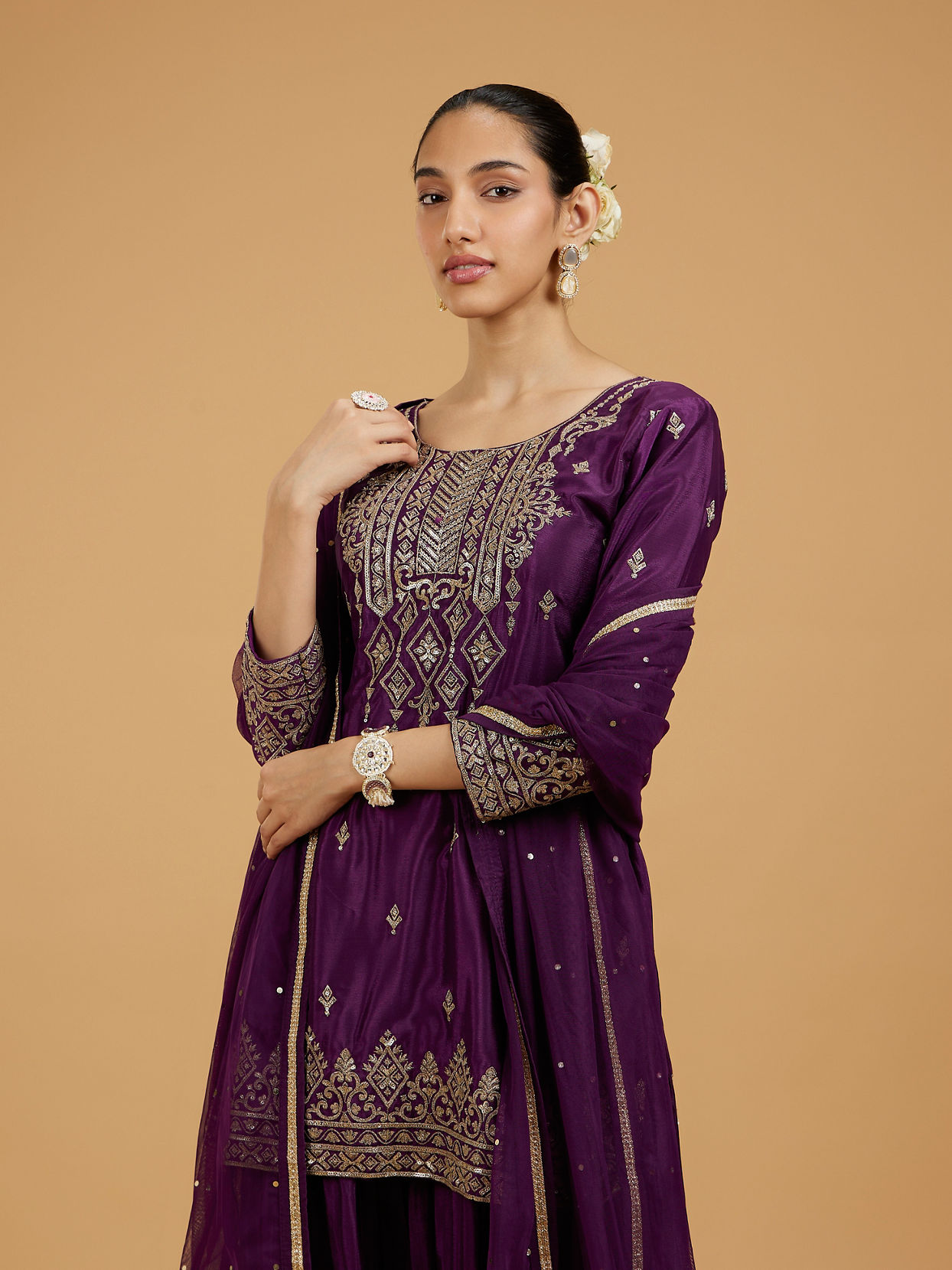 Mohey Women Wine-Colored Extravaganza Palazzo Suit