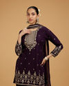 Mohey Women Enchanting Wine Georgette Palazzo Suit