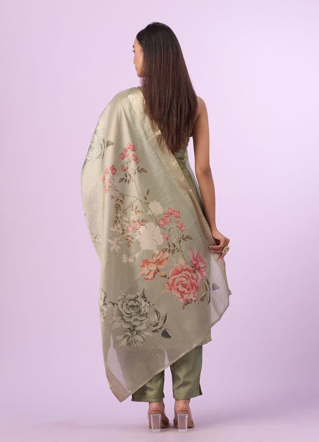 Mohey Women Pista Green Elegance Straight Suits