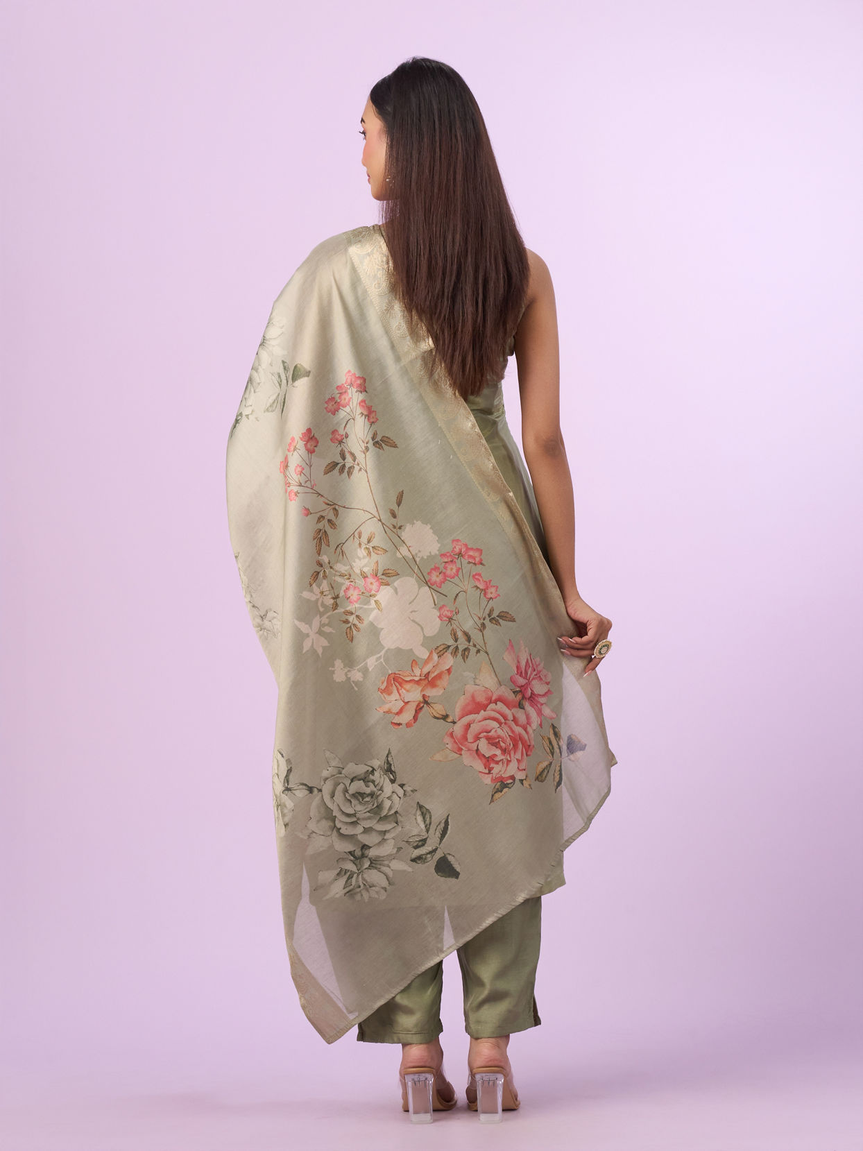 Mohey Women Pista Green Elegance Straight Suits