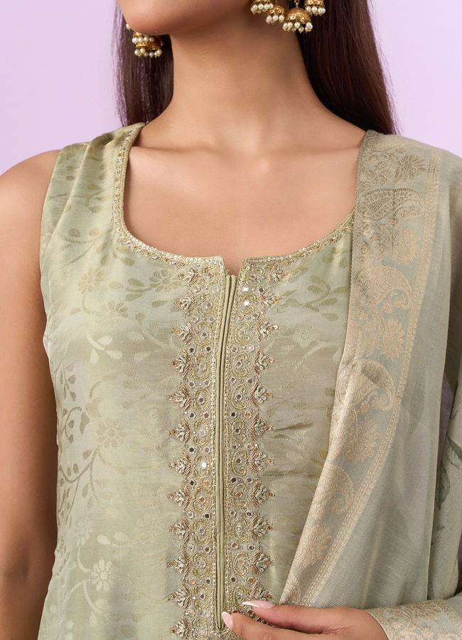 Mohey Women Pista Green Elegance Straight Suits