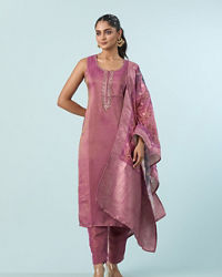 Mohey Women Dusty Pink Elegance Stitched Suit