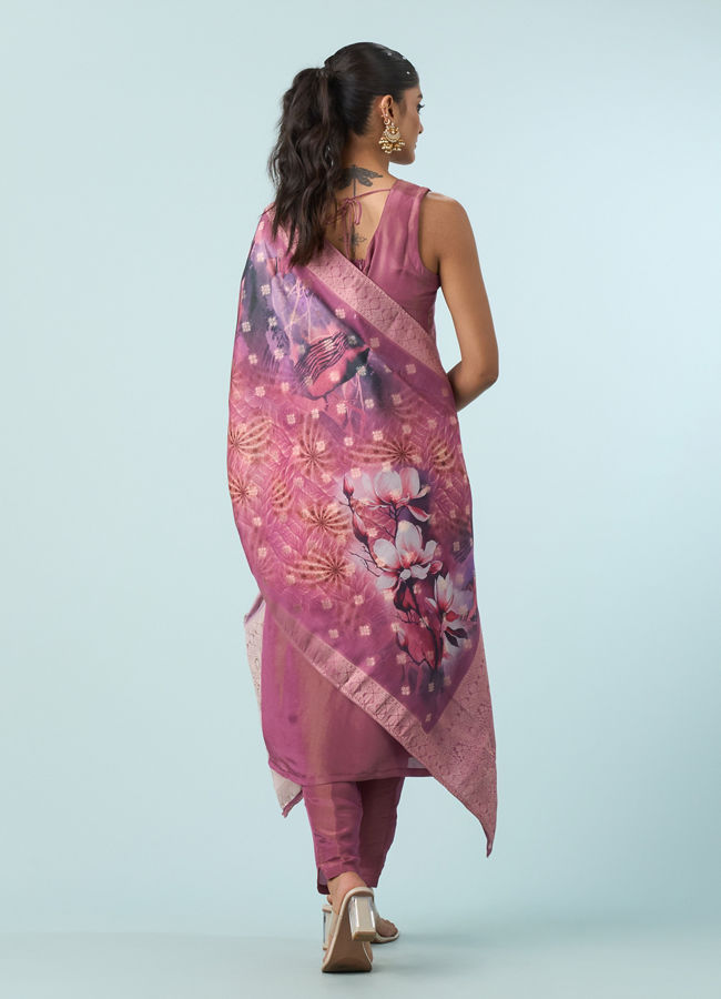 Mohey Women Dusty Pink Elegance Stitched Suit