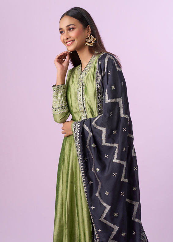 Mohey Women Pista Green Anarkali Suit