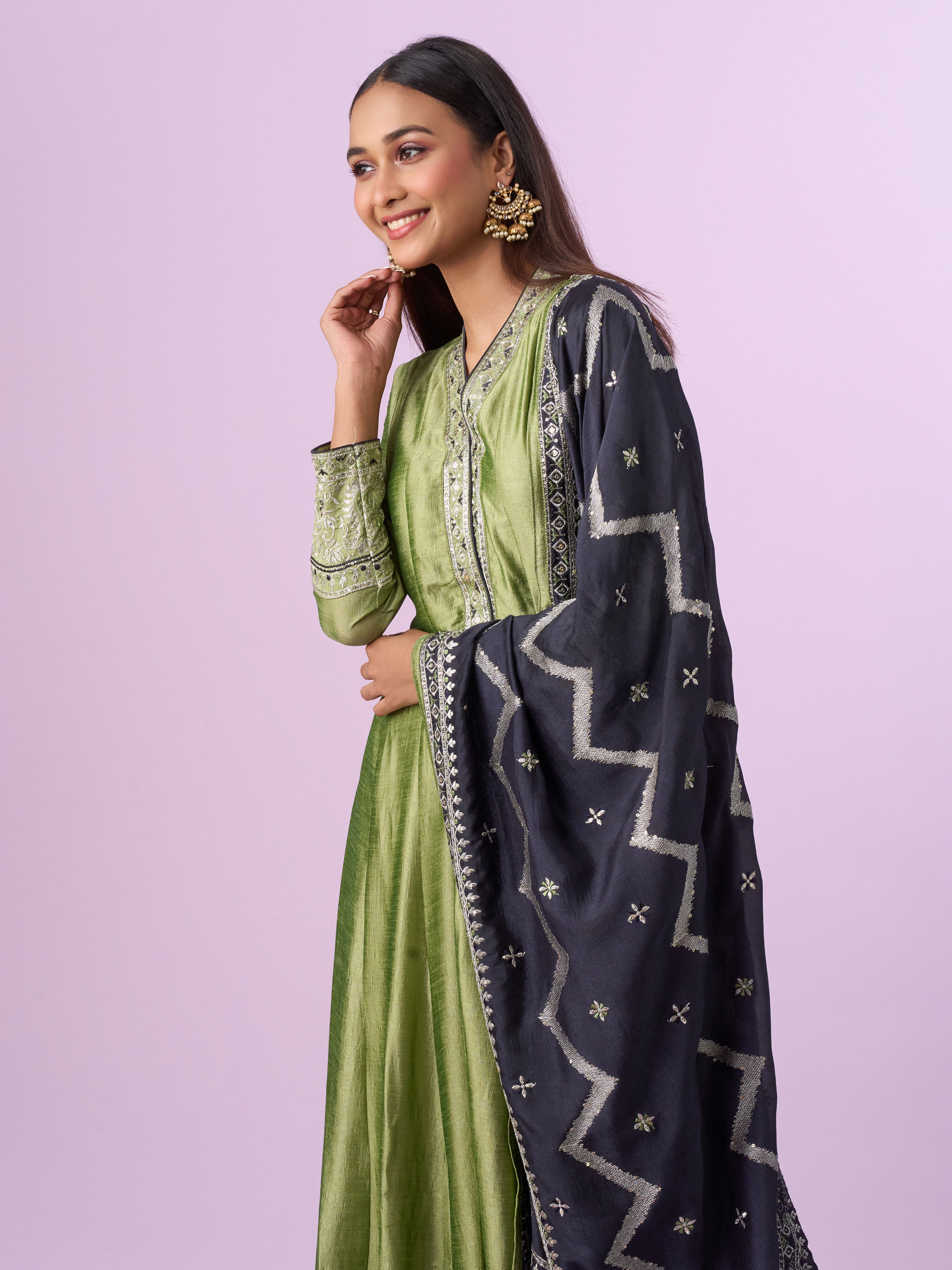 Mohey Women Pista Green Anarkali Suit