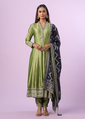 Mohey Women Pista Green Anarkali Suit