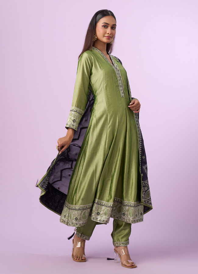Mohey Women Pista Green Anarkali Suit