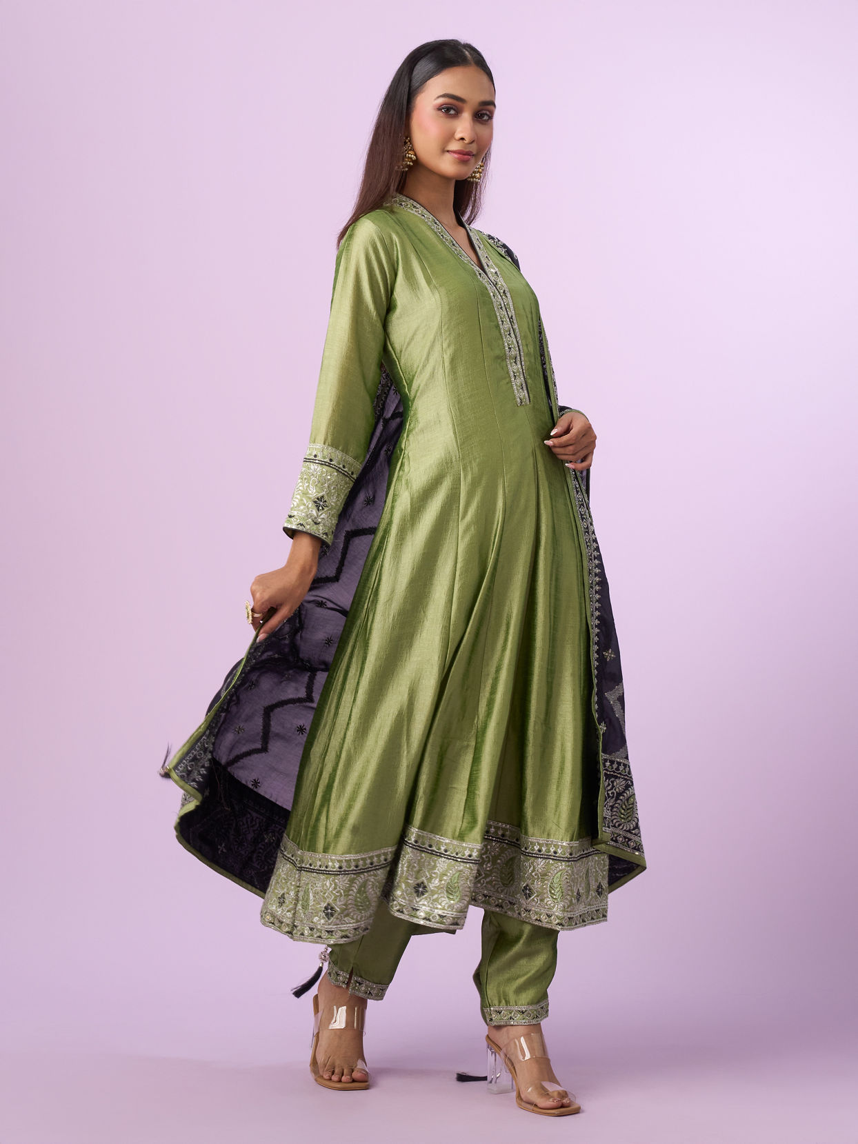 Mohey Women Pista Green Anarkali Suit