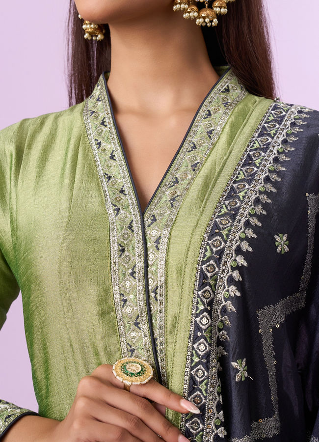 Mohey Women Pista Green Anarkali Suit