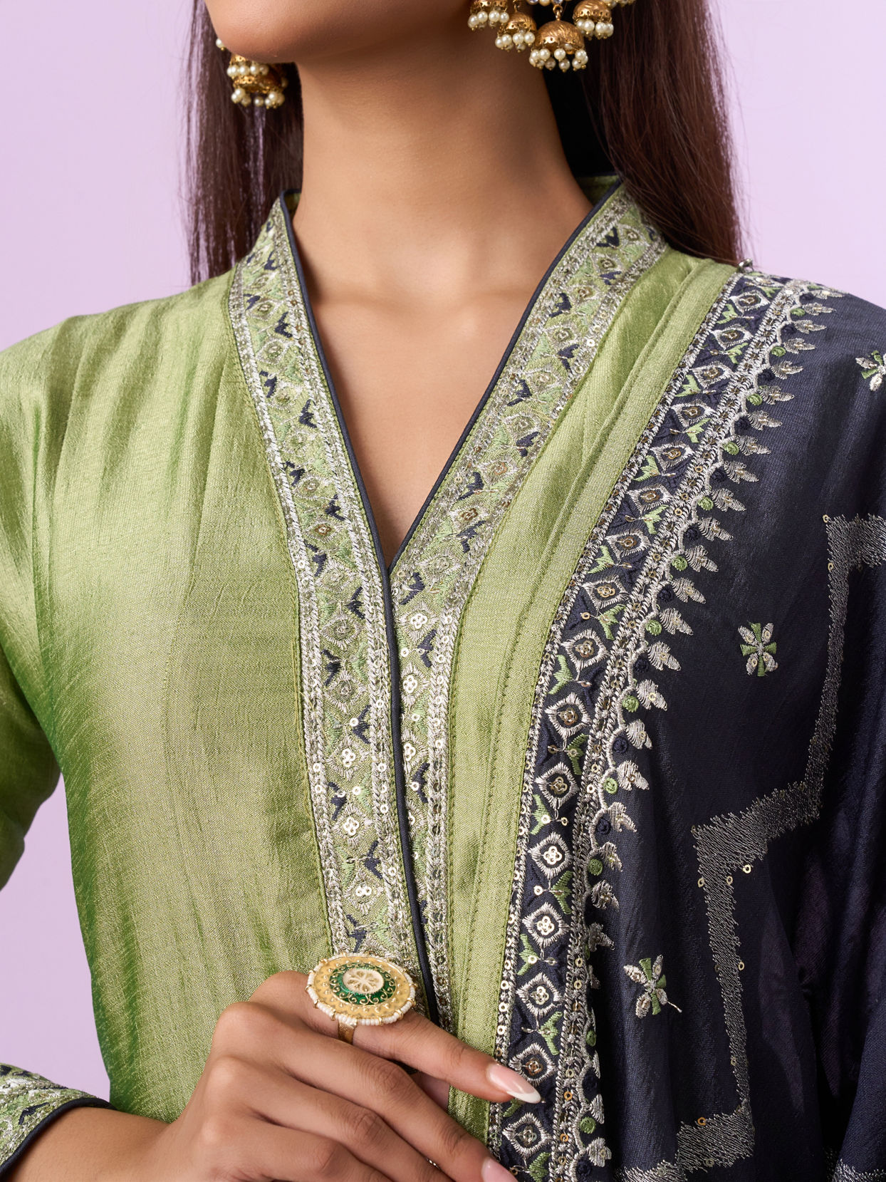 Mohey Women Pista Green Anarkali Suit