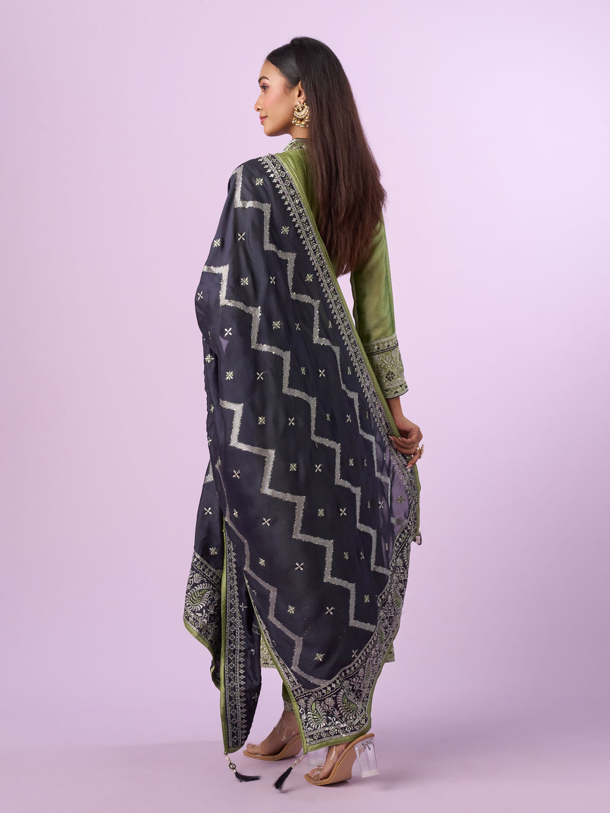 Mohey Women Pista Green Anarkali Suit