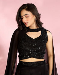 Mohey Women Black Chic Ensemble Indo Western