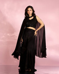 Mohey Women Black Chic Ensemble Indo Western