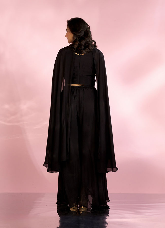 Mohey Women Black Chic Ensemble Indo Western