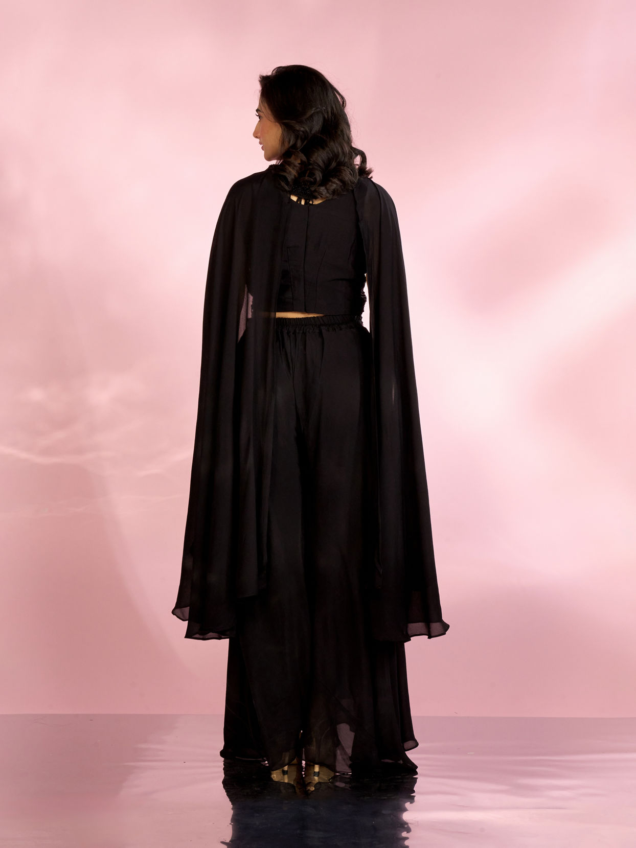 Mohey Women Black Chic Ensemble Indo Western