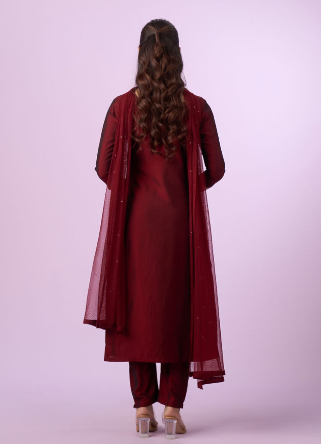 Mohey Women Maroon Ensemble of Elegance Straight Suit