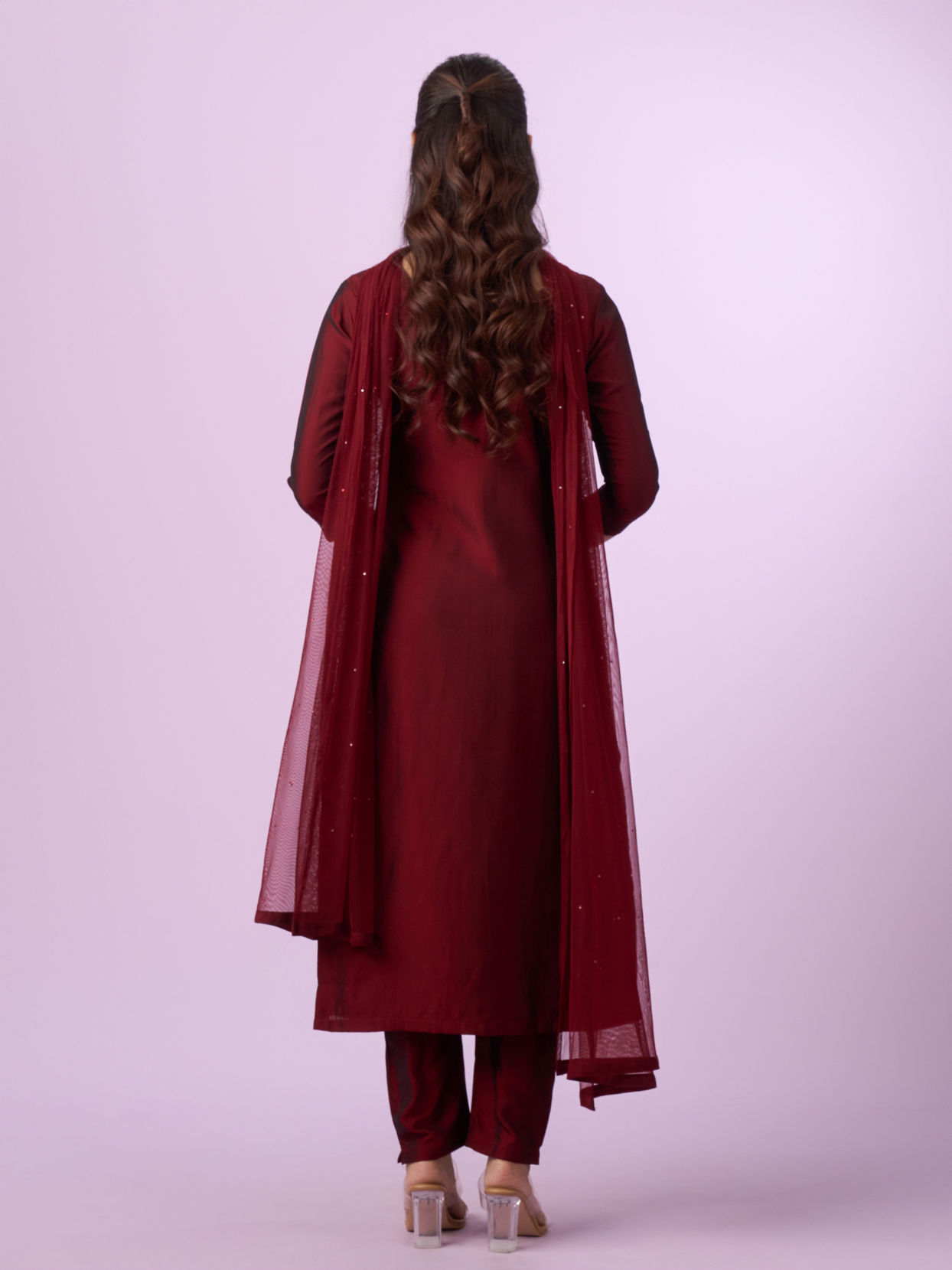 Mohey Women Maroon Ensemble of Elegance Straight Suit