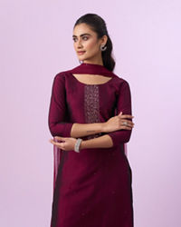 Mohey Women Wine Elegance Straight Suit