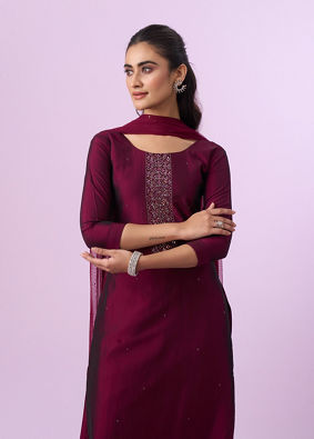 Mohey Women Wine Elegance Straight Suit