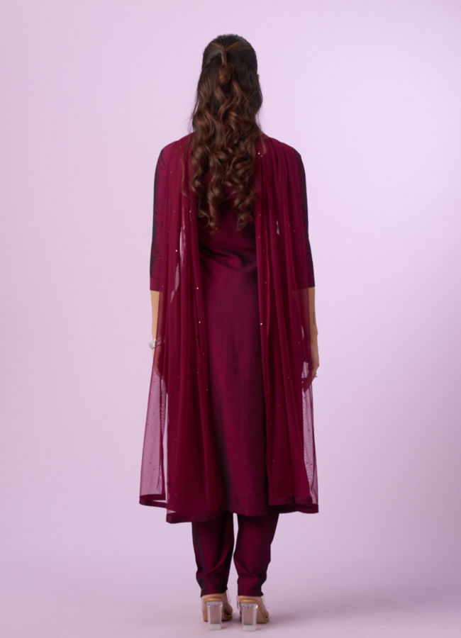 Mohey Women Wine Elegance Straight Suit