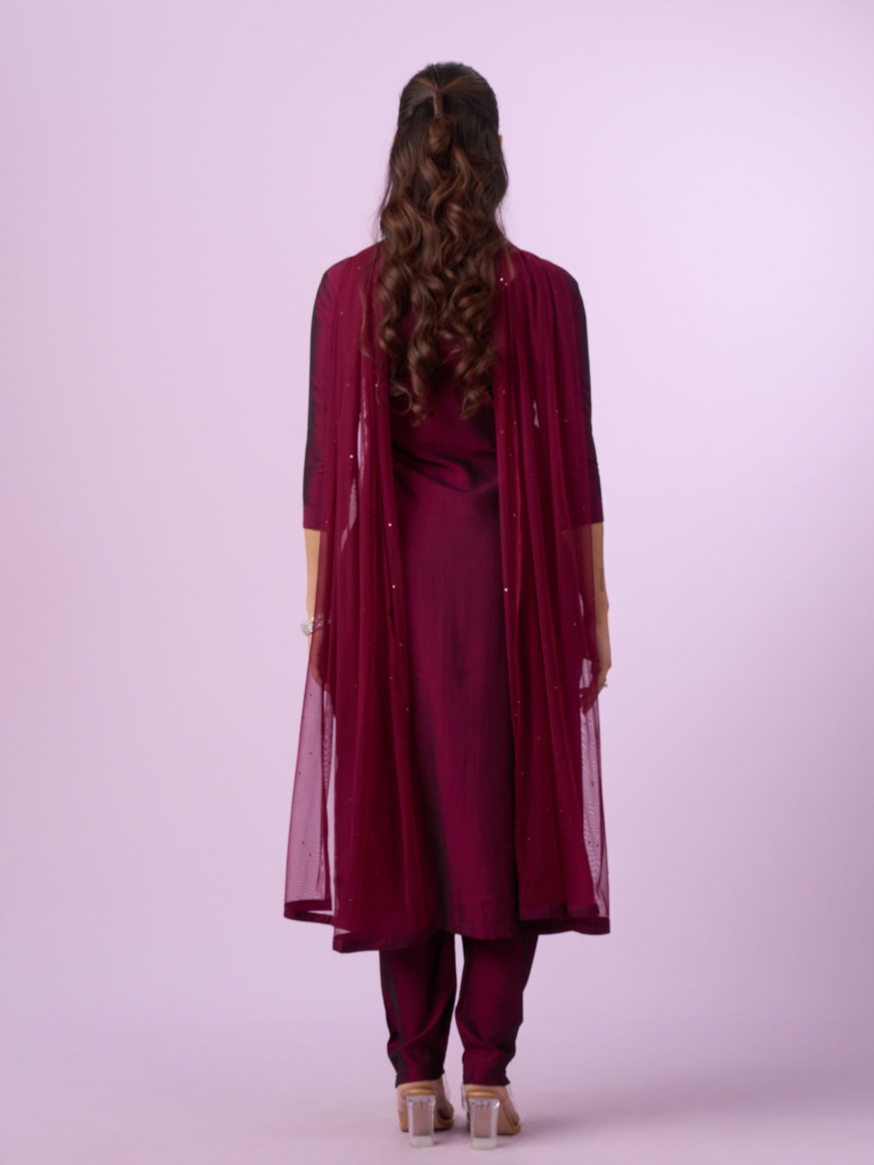 Mohey Women Wine Elegance Straight Suit