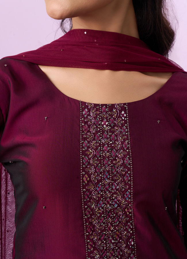 Mohey Women Wine Elegance Straight Suit